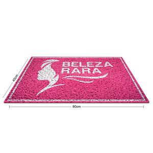 Tapete Capacho PVC Vinílico Rosa 60x40cm PVC VINÍLICO ROSA 60x40cm 1x0 - Branco  Corte Reto 